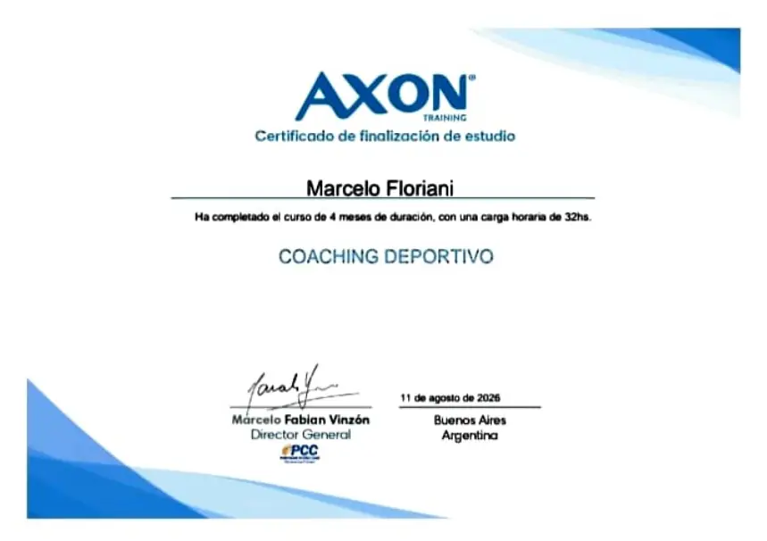 Certificado de Coaching Deportivo - Marcelo Floriani